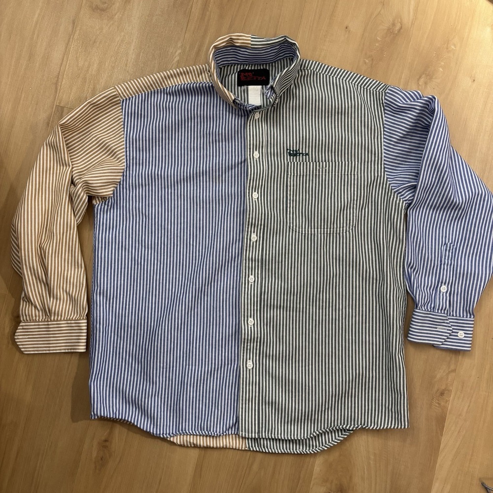 Vintage Mo Betta Color Block Men's Button Up Large Shirt 90s Grunge Streetwear